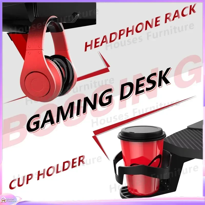 63 Inch Z Shaped Gaming Desk Computer  for PC Workstation Gamer Office Desk Racing Style Desk with Mouse Pad Ergonomic