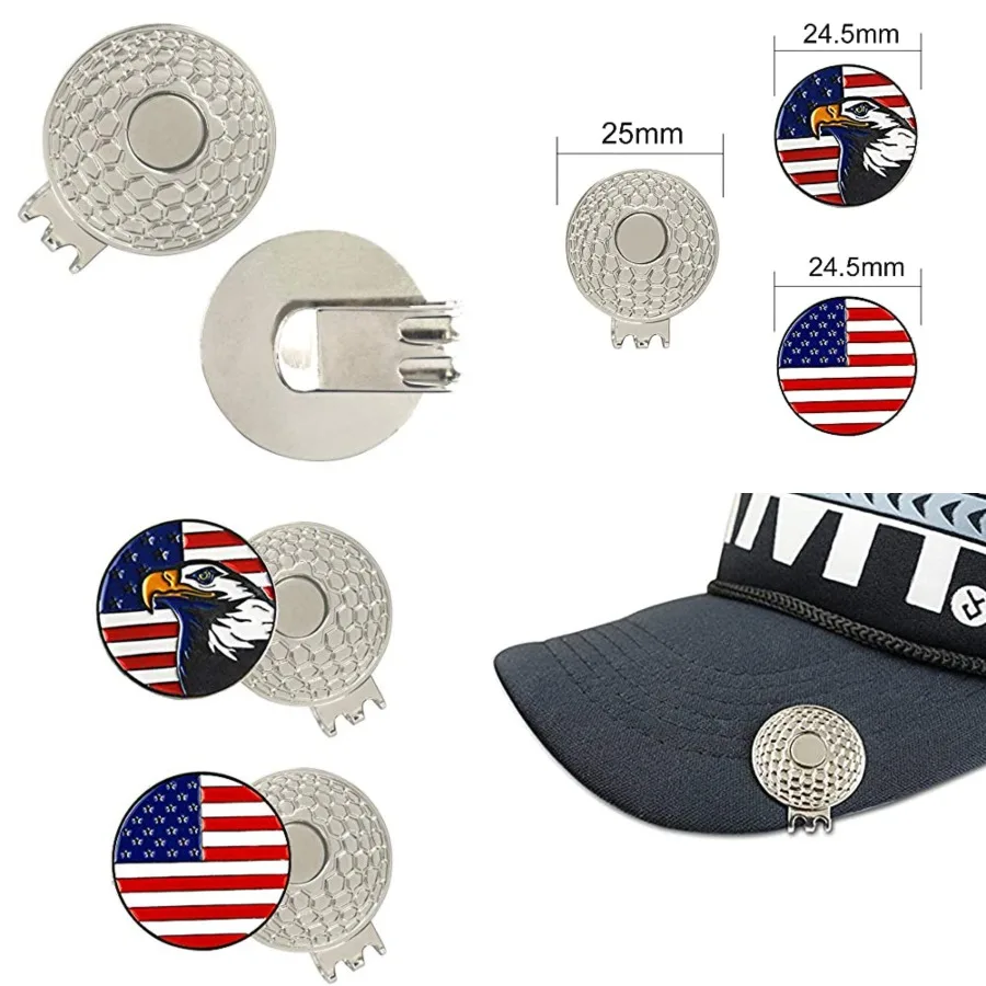 Marcadores de Pelotas de Golf Coloridos con Clips para Gorra de Golf en Color Plateado