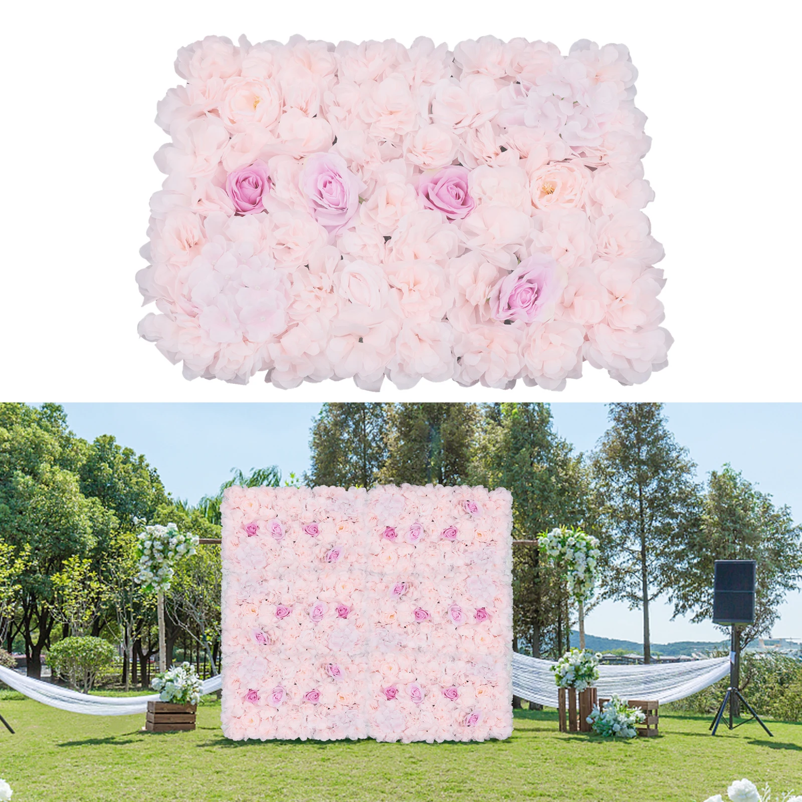 

4PCS Pink Dahlia Peony Burgundy Rose, Flower Wall, Artificial Flower Wall, Faux Floral Panel for Wedding Party Home Decoration