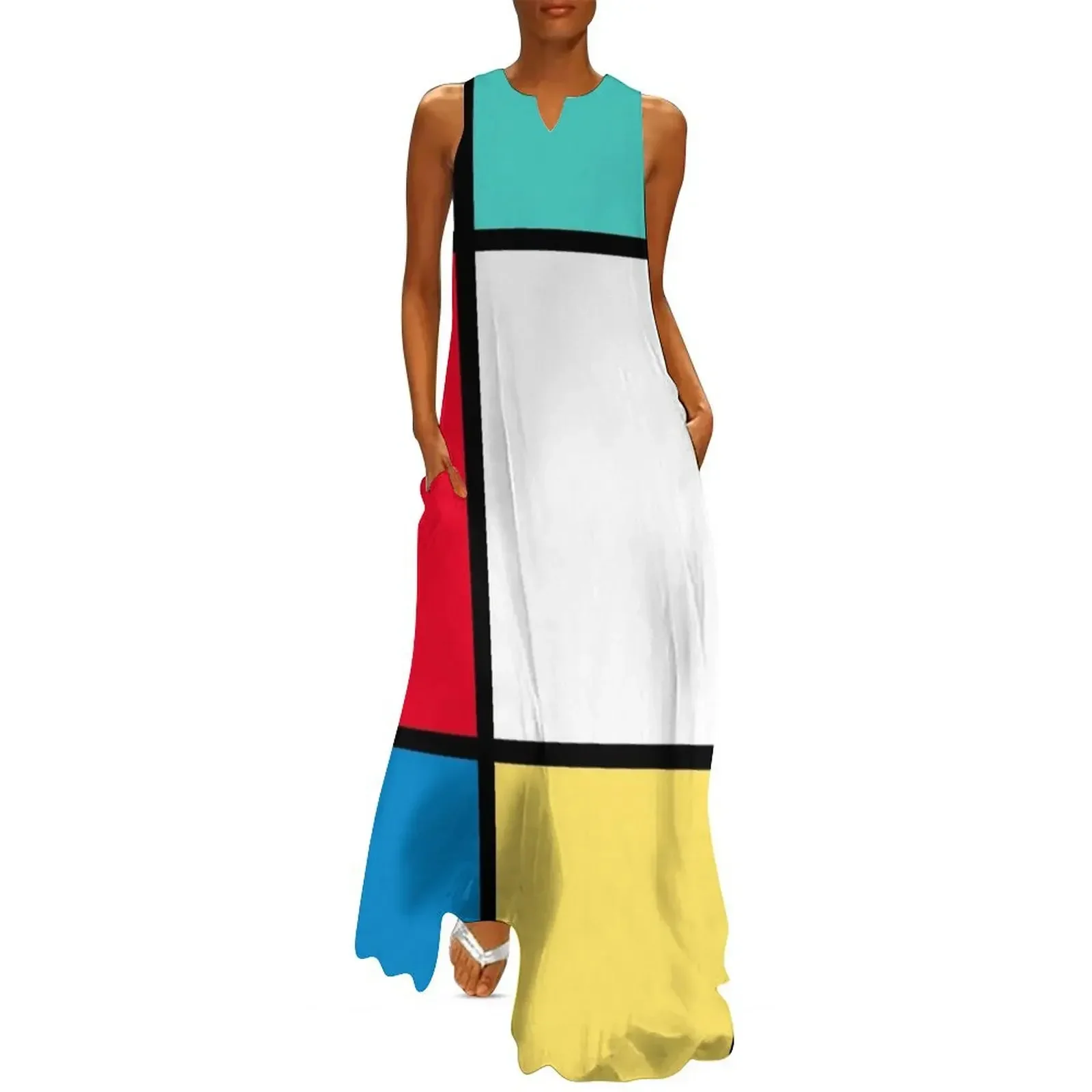

Color Block Retro Long Dress summer dresses summer dresses ladies 2025 summer dress korean women Dress