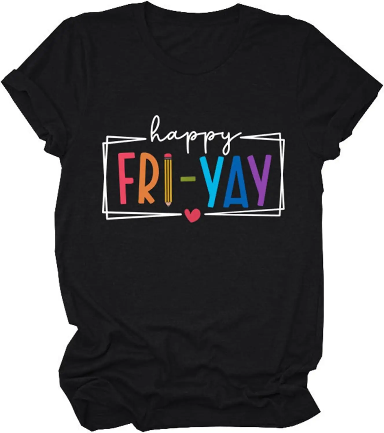 Happy fri-yay T-Shirt Frauen lustige Kurzarm Grafik T-Shirts Tops lässig lose Lehrer Geschenke Shirts