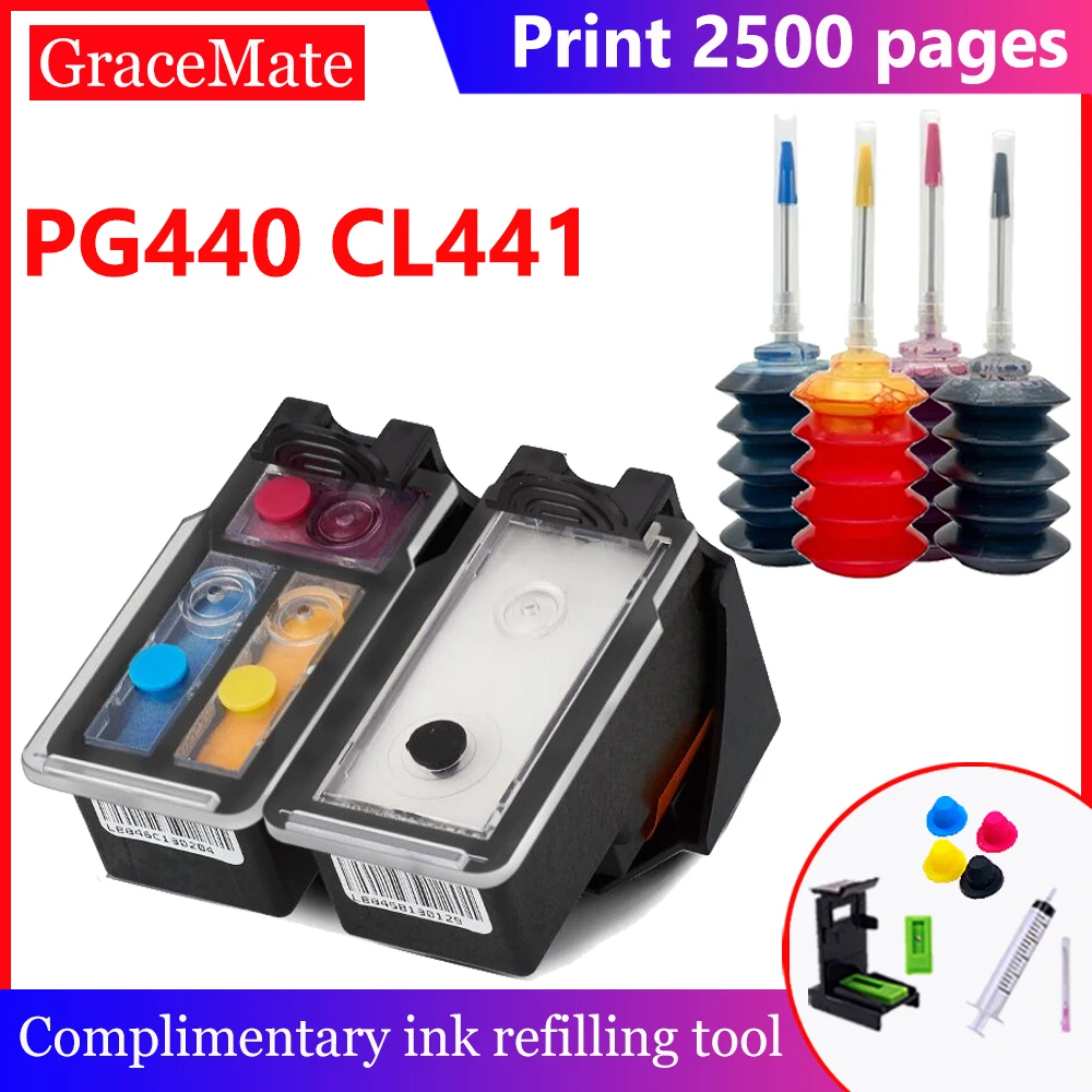 RU Refill Ink Cartridge PG440 CL441 Compatible for Canon Pixma MX524 MX454 MX374 MX434 MX450 MG3240 TS5140 MG3140 MG2245 TS5100