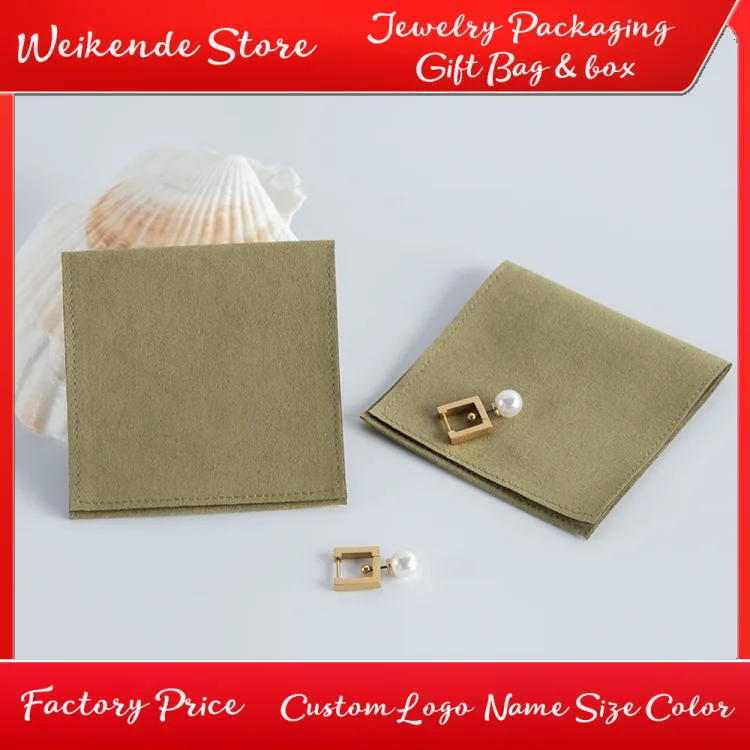 

100pcs Green Microfiber Gift Bags Velvet Jewelry Bag Earrings Rings Tarot Organizer Pouches Wedding Favor bag Small Business