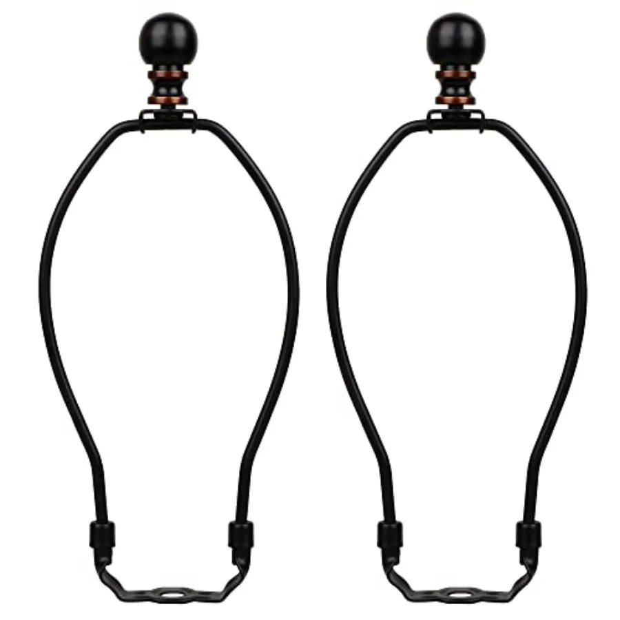 8 Inch Lamp Harp, 2 Set Lamp Shade Harp Holder with Finial, DIY Detachable Replacement Lampshade Adapter Harp Bracket Hardware