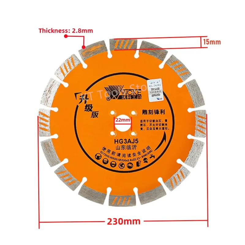 9 Inch 230MM Diamond Cutting Disc General Purpose Segmented Diamond Saw Blade with 22mm Arbor Concrete Masonry Stone Cut Tool