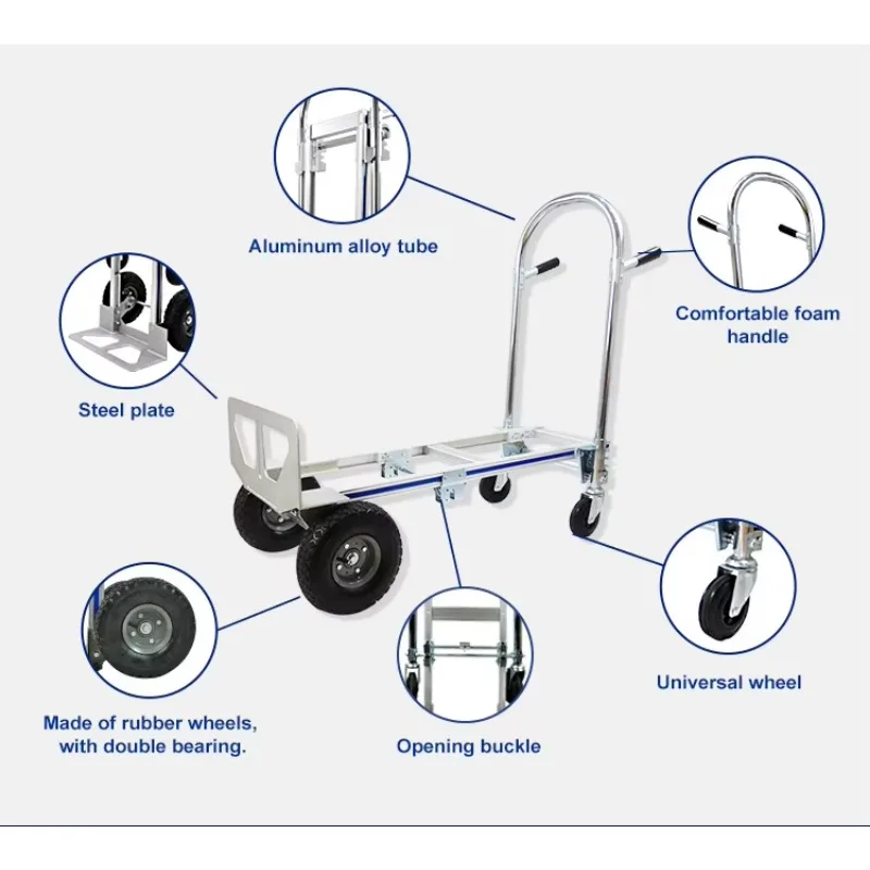 Silent 250kg Heavy Duty 2-in-1 Folding Platform Truck Trolley Industrial Steel Tools Foldable Trolley