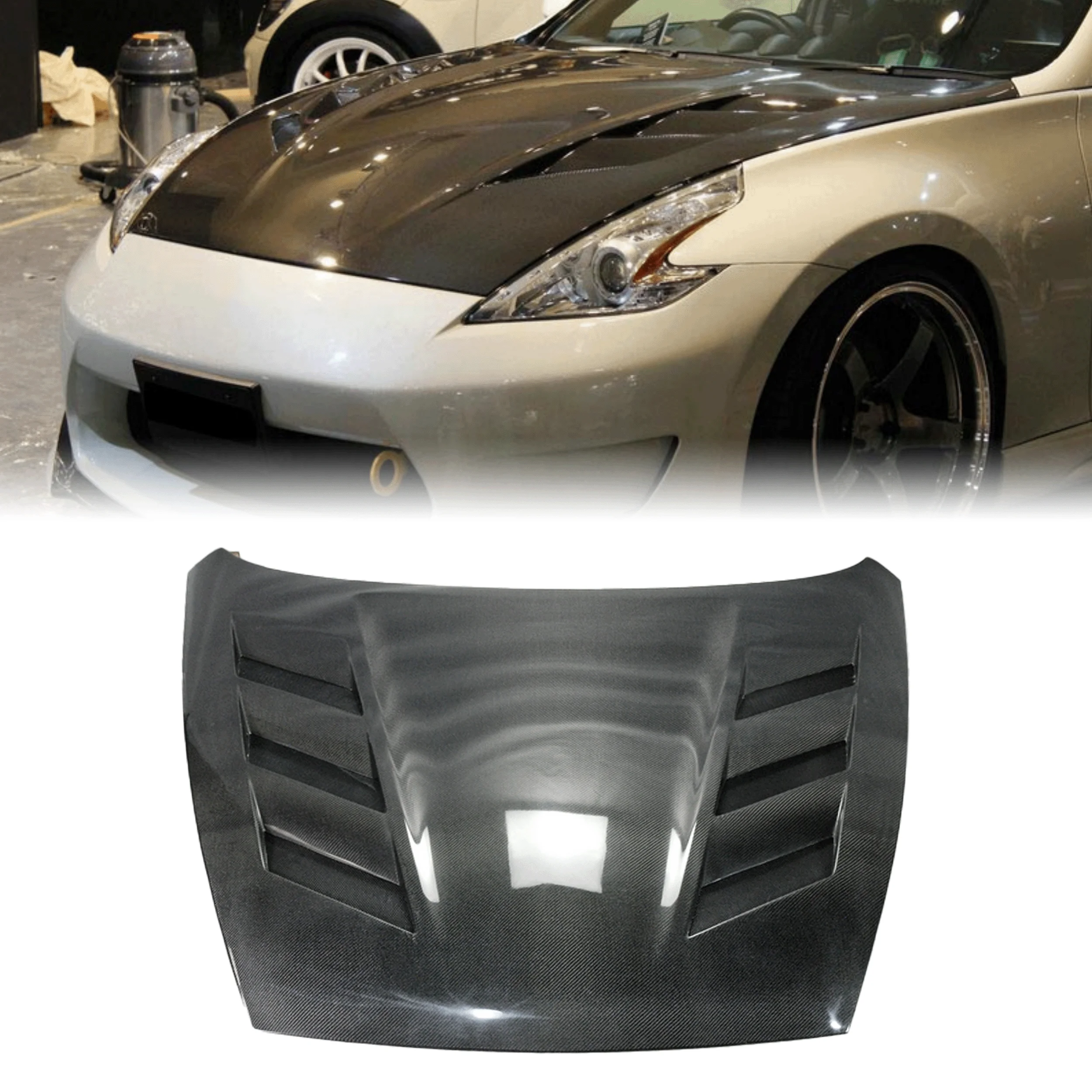 

For 09 Onwards 370Z Z34 AMS Style Carbon Fiber Vented Hood