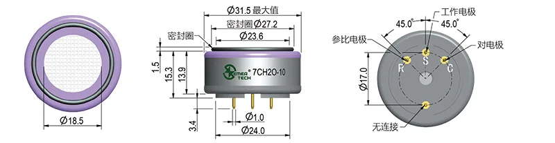 High precision and high resolution electrochemical formaldehyde sensor 7CH2O series