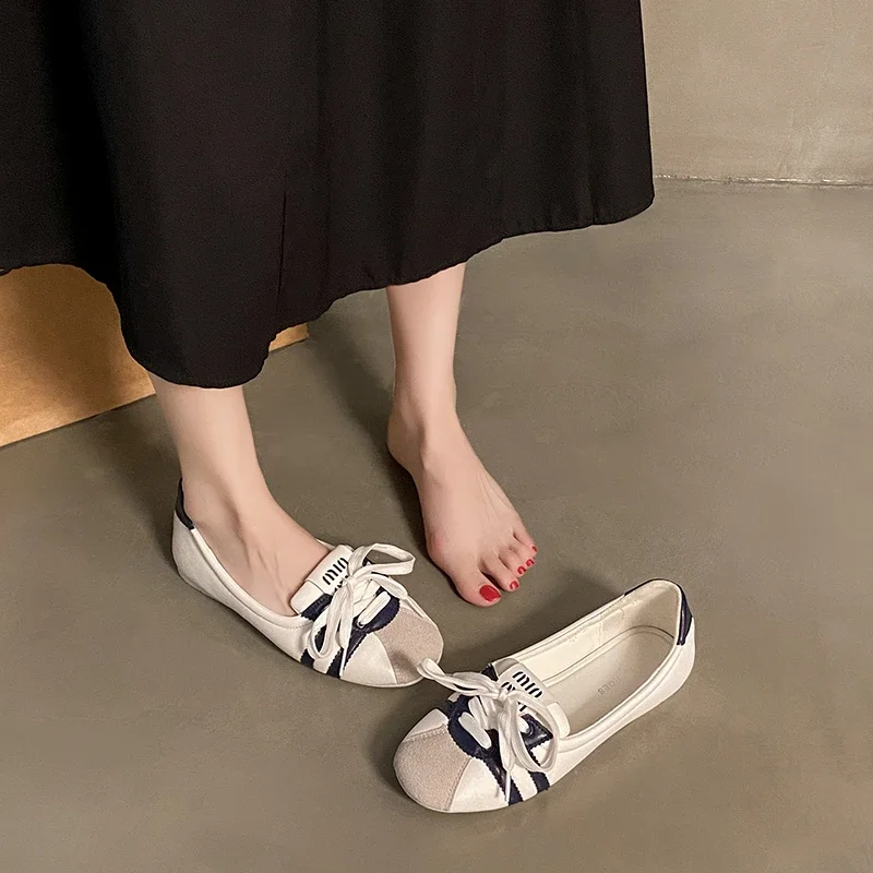 أحذية رياضية نسائية عصرية قابلة للتنفس أحذية مسطحة ضحلة كاجوال مريحة برباط أحذية باليه ماري جين Zapatos Mujer #4