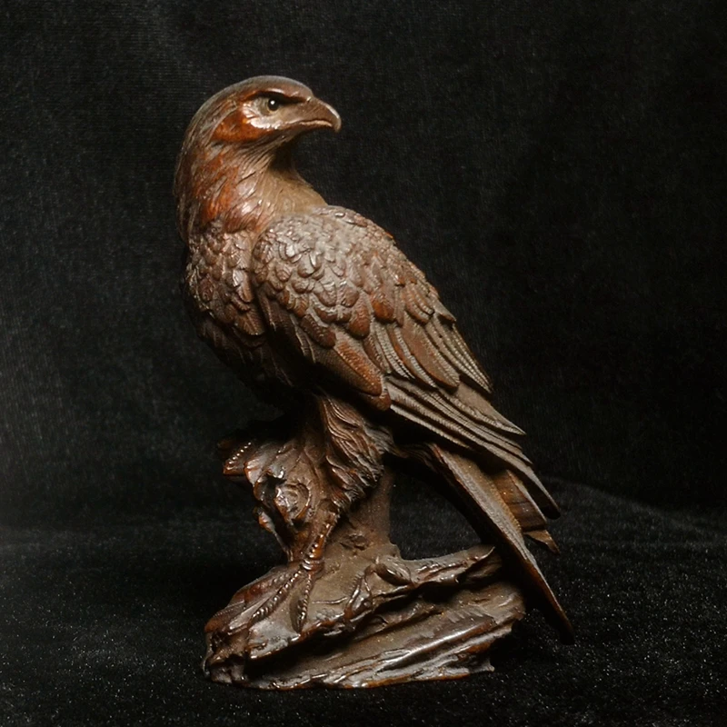 

Size 3.4 inch Old Japanese boxwood hand carved vivid eagle Figure statue netsuke collectable gift