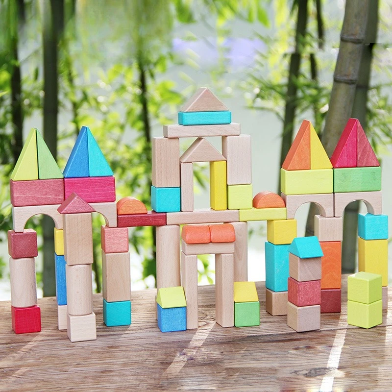 Large wooden building block children's early education building block wooden toy series pick up light