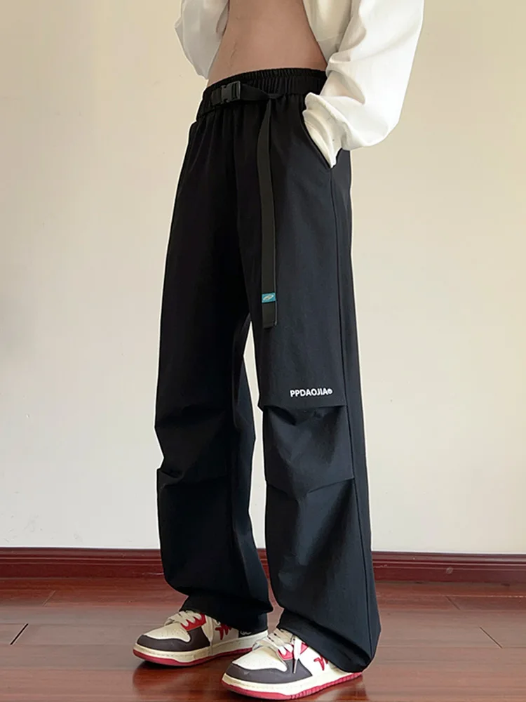 

Американские ретро-брюки для работы в повседневном стиле, модные мужские прямые свободные брюки оверсайз, универсальные весенне-осенние повседневные брюки свободного кроя