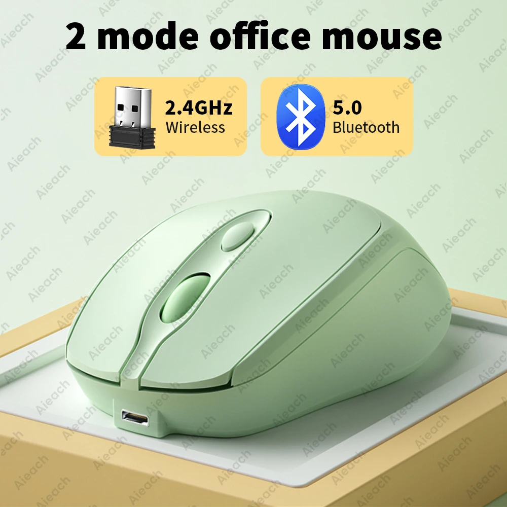 Compact Wireless Bluetooth Mouse Rechargeable 500mAh Ergonomic 2 4G USB 1600DPI Noiseless Portable for Laptop PC MacBook