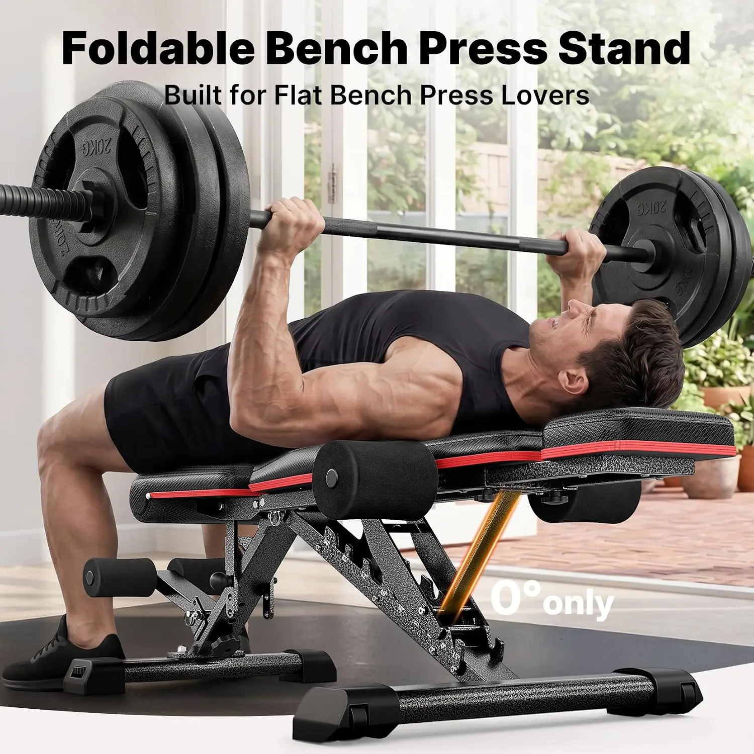 Adjustable Weight Bench Workout Bench Press Stand Foldable Extended Head Elbow Pad Users Up To 7