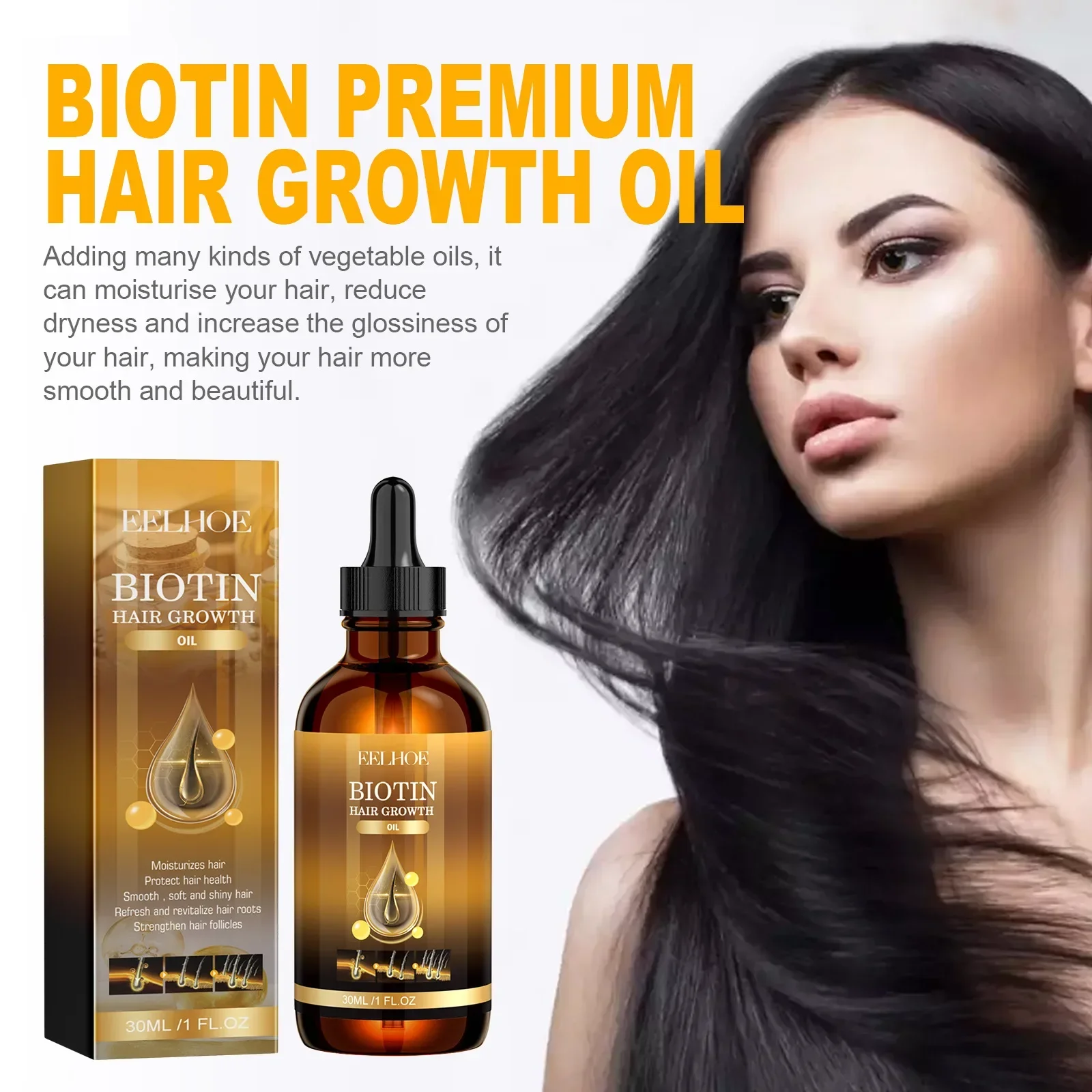 EELHOE Biotin Hair Spray Repair Baldness Scalp Treatment Dense Hair Growth Strengthening Hair Fast Growth Serum 30ml