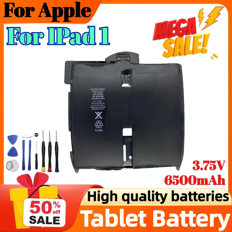 

3.75V 6500mAh For Apple For IPad 1 A1315 A1219 A1337 616-0448 616-0478 969TA028H Tablet Parts Battery +Tools
