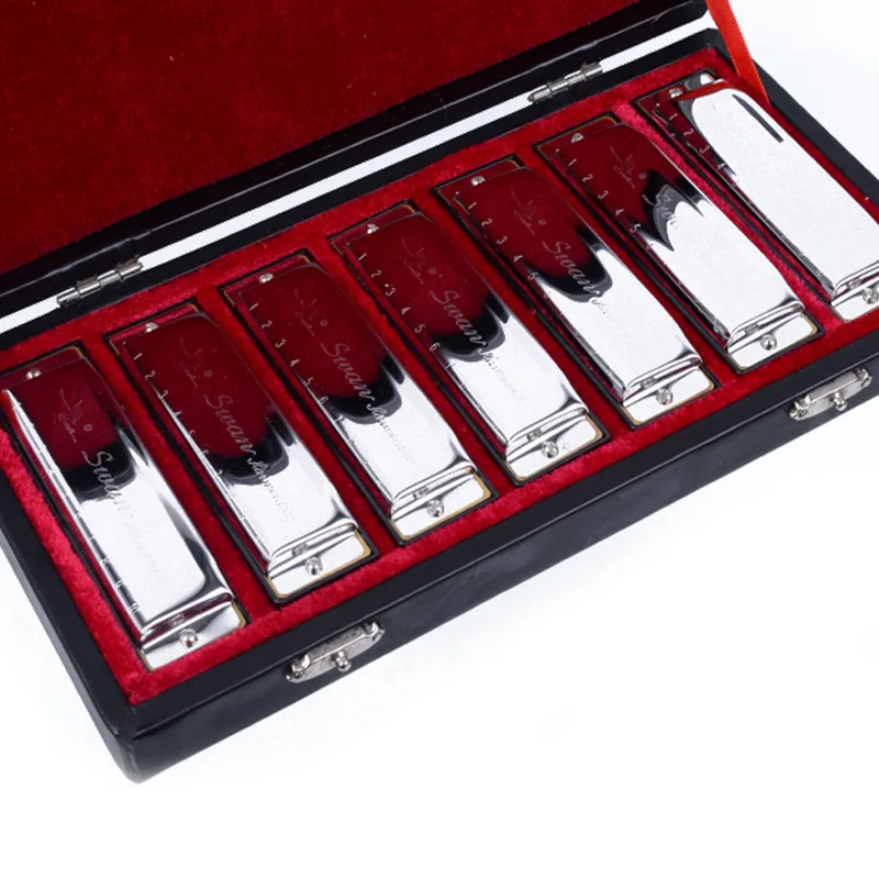 

Hooqu 10 Hole A/B/C/D/E/F/G Silver Harmonica Musical Instruments Harmonica