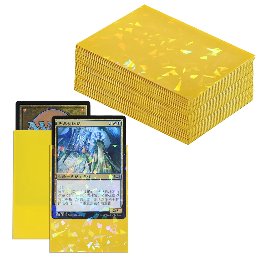 60 Stück holografische Kartenhüllen mit funkelndem Effekt, Standardgröße 66 x 91 mm, für TCG/MTG Idol-Foto-Sportkarten. Schützen Sie Ihre Karten. – Detail 7