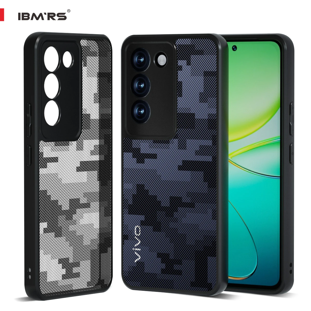 

IBMRS [Anti-Scratch Dual Coating] Compatible with vivo V40 SE Case , camo Clear Hard Back Shockproof Protective Cover