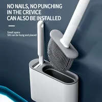 Hanging Silicone Toilet Brush Cleaner with Long Handle Flexible Cleaner Bathroom Brush Quick Drying Holder Bathroom Accessories