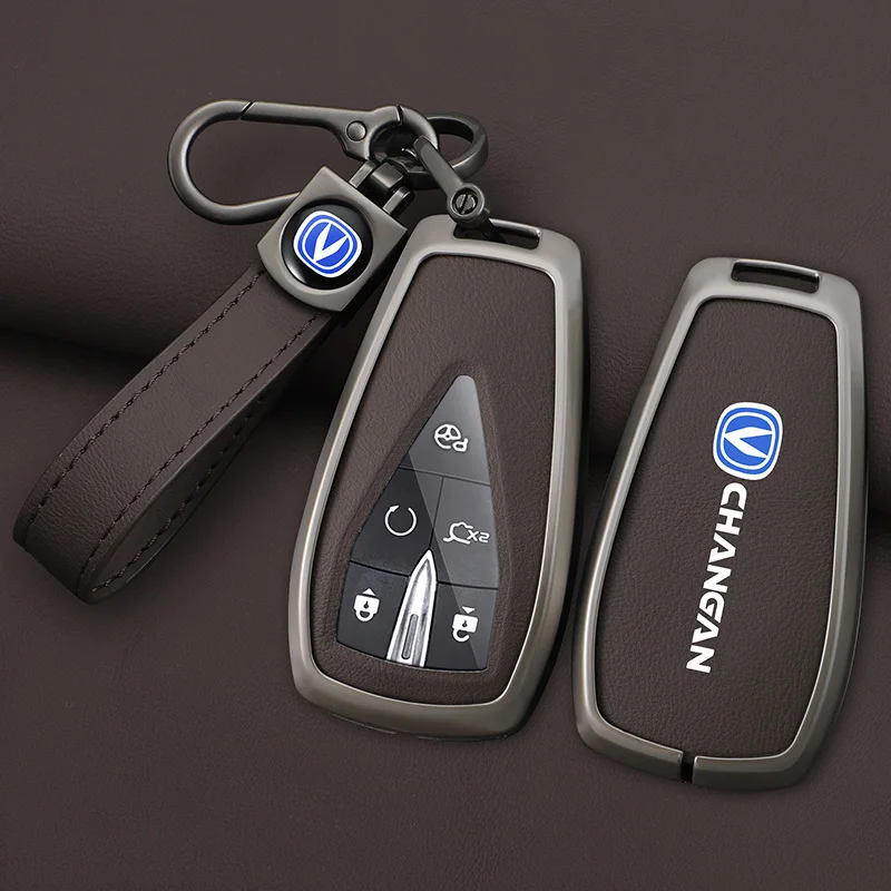 Zinc Alloy Leather Car Key Case Cover Shell for Changan UNIT UNIK CS35PLUS CS55 PLUS CS75 PLUS Oshan X7 X5 Car Accessories