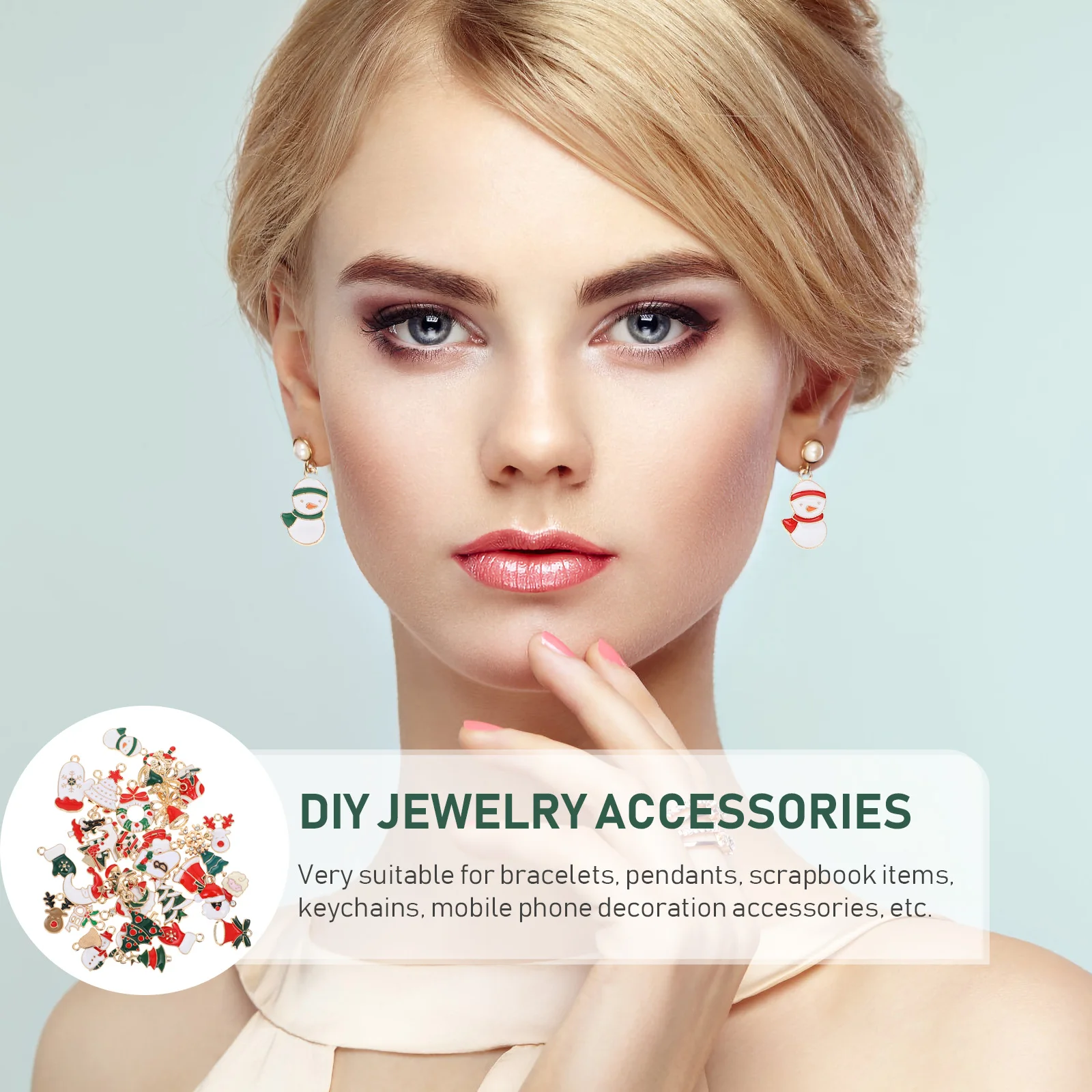 

38 Pcs Christmas naments Accessories Jewelry Charms Making Supply Alloy Elk Keychain Pendants Xmas Design for Necklaces