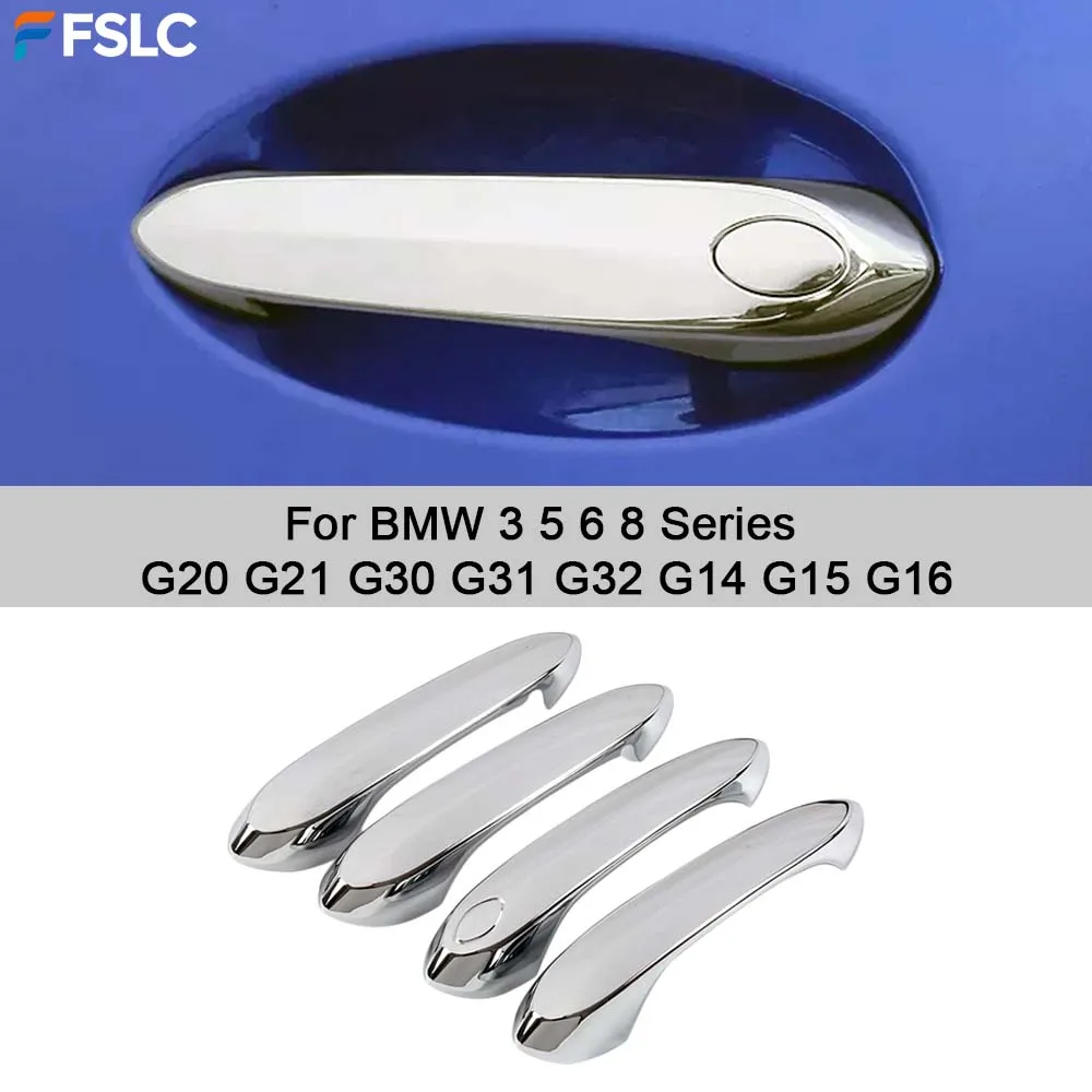 Car Upgrade For BMW 3 5 6 8 Series G20 G21 G30 G31 G32 G14 G15 G16 Chrome Door Handle Covers Exterior Trim Stickers 4pcs