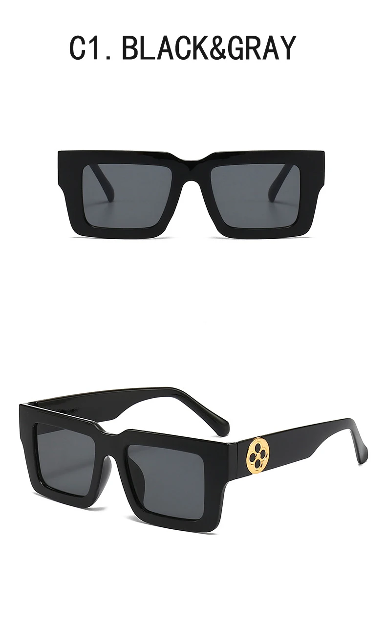 Neue Retro Quadrat Sonnenbrille Für Frauen Männer Blume Dekoration Mode Damen Sonnenbrille Ins Heißer Schattierung Brillen UV400 – Detail 5