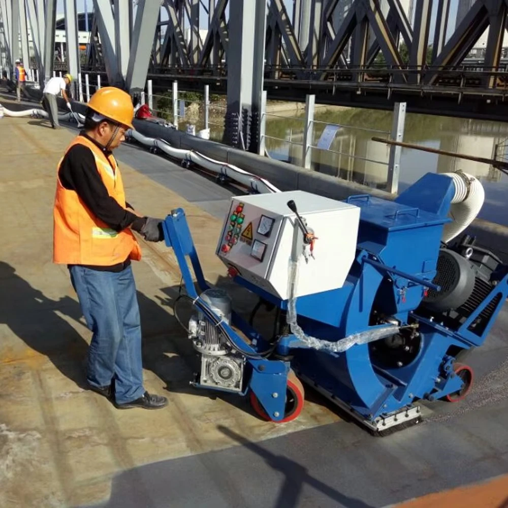 Heavy Duty Hand Push Portable Shot Blasting Machine 270mm Industrial Surface Rust Cleaning Tool For Marine Ship Deck Prep Tool