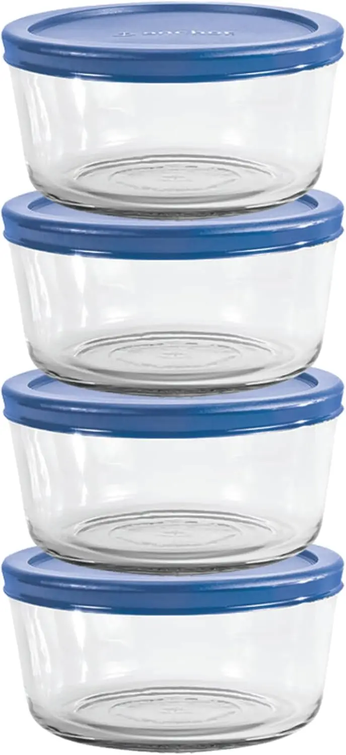 

Glass Food Storage Containers with Lids, Set of 4, 2-Cup Round for Meal Prep, Fridge and Oven Safe