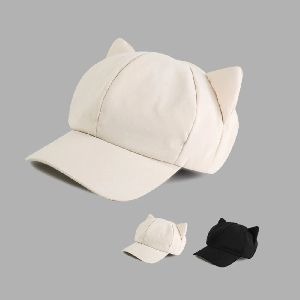 

Lovely Korean Y2k Cat Ear Hat Solid Color Casual Women's Baseball Hat Sunscreen Outdoor Peaked Cap Girl