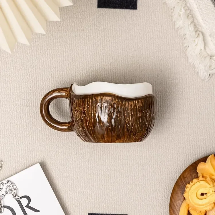 Cute coconut ceramic coffee cup office high value milk creative contrasting mug premium niche