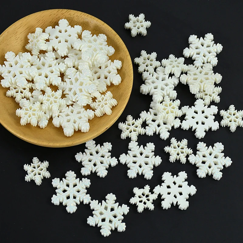 

20Pcs 20/28mm Christmas Snowflake Flatback For Jewelry Making Craft Scrapbooking DIY Phone Case Decoration Mini Resin Snowflakes