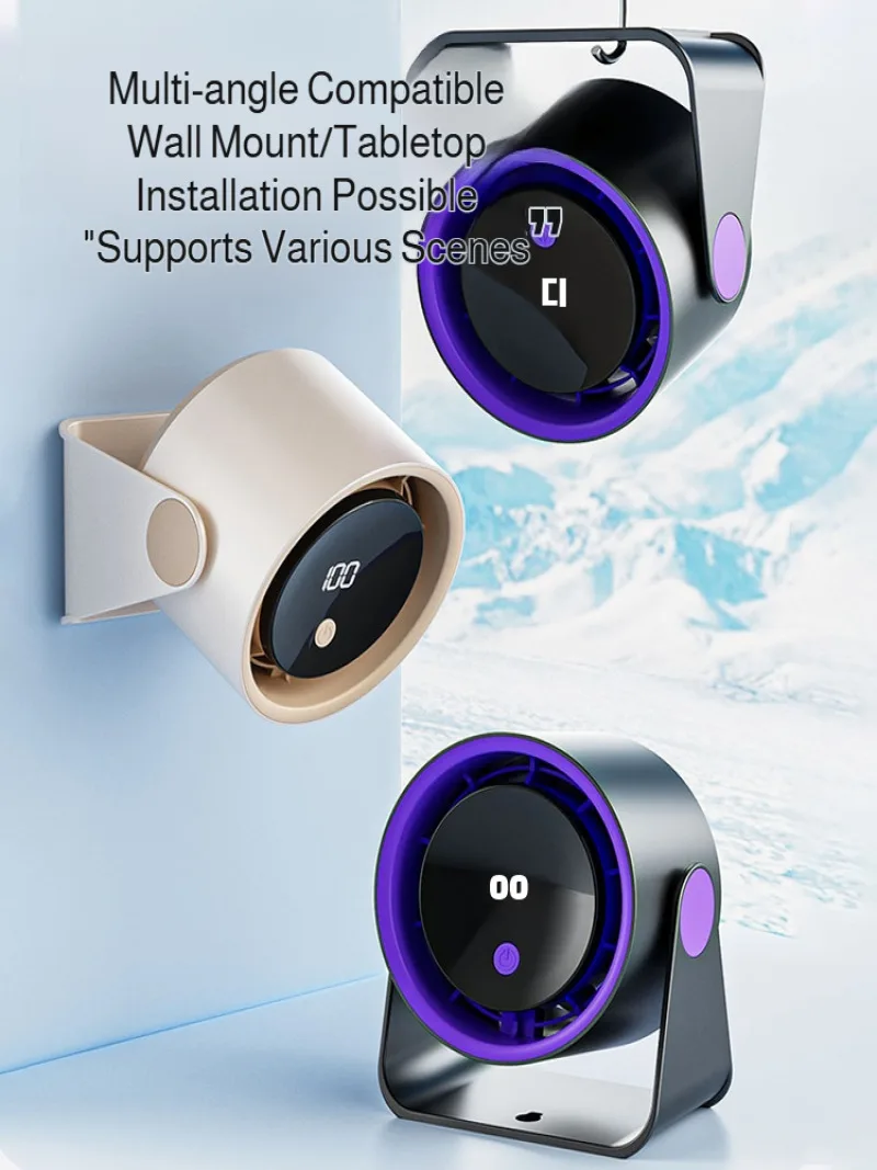 Mini desktop circulation fan small household silent digital display turbo fan for office bedroom dormitory