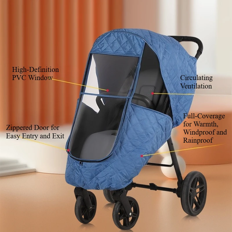 Babyfond Infant Stroller Rain & Wind Cover - Waterproof Children Circulatory Breathable Stroller Warm Cover  with  Zipper