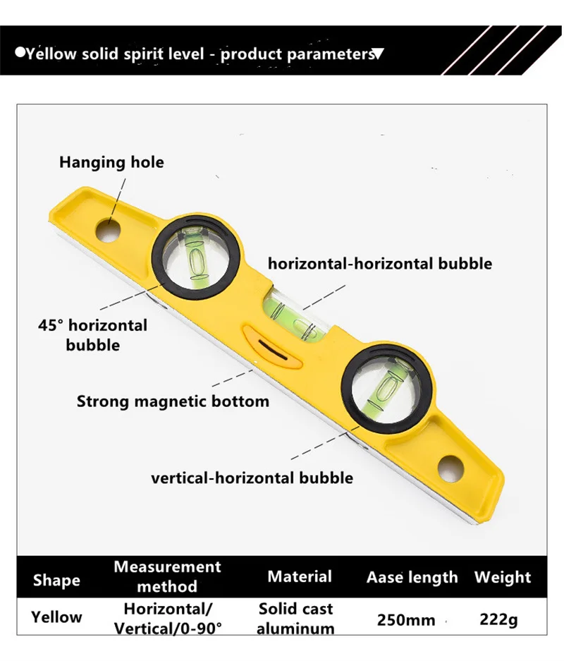Magnetic Level Ruler Bearing Ruler Lever Spirit Level Angle Gauge Finder Penggaris Vertikal Horisontal Bingkai Foto Alat Gantung