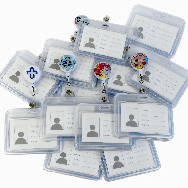 Plastic Pass Work Card Holder ID Tag Badge Cover Sleeve Holder Staff Nurse Employee's Working Permit Case Credit Card Protector