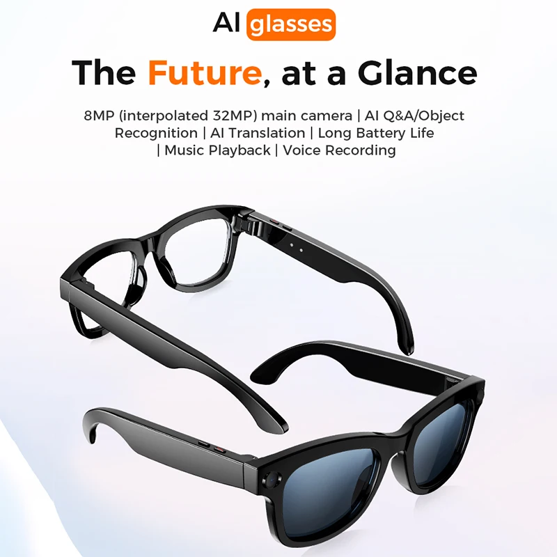 

New ENC Noise Intelligent Glasses 800W Pixel Camera Anti-shake Photography Simultaneous Translation Bluetooth Smart AI Glasses