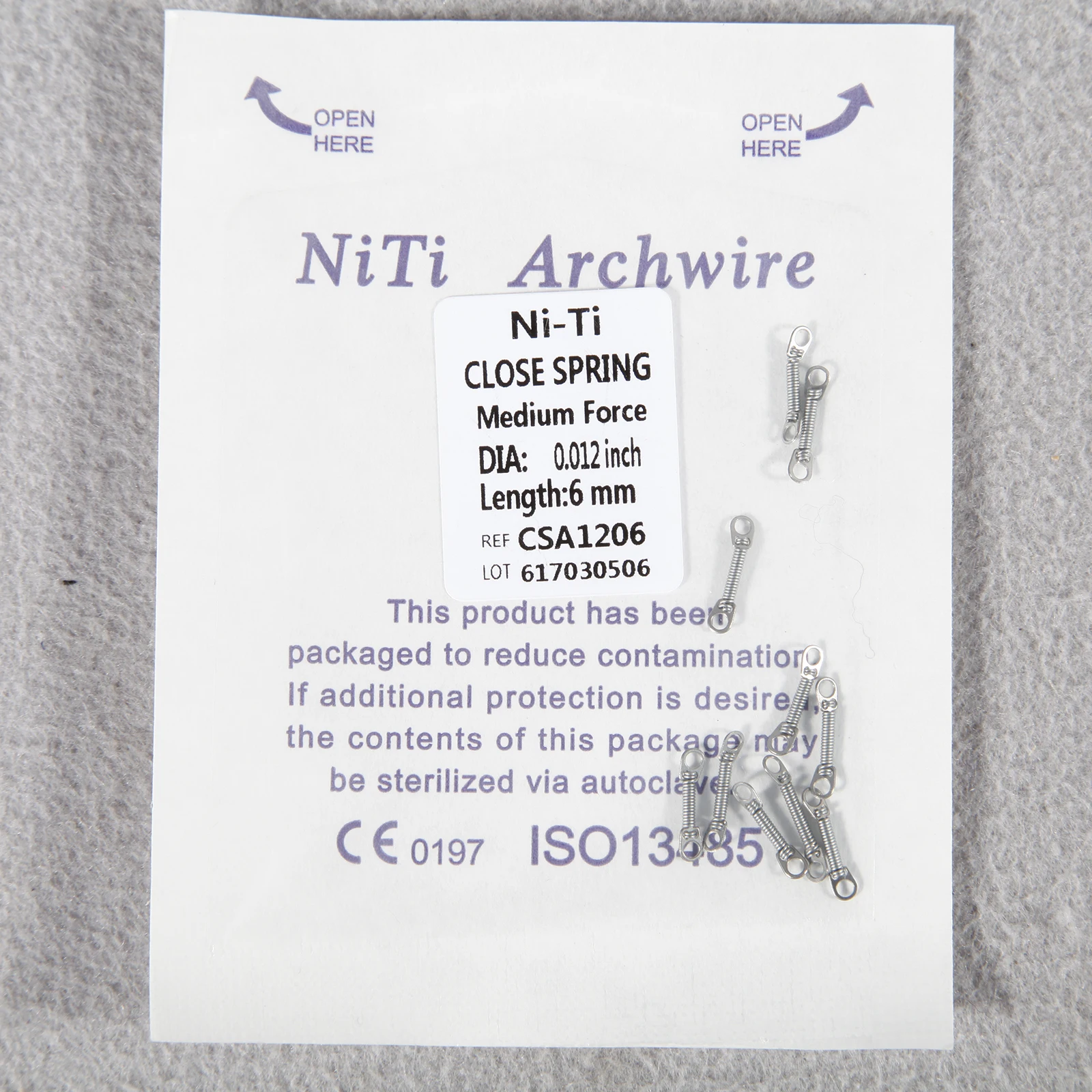 Dental Orthodontic Niti Alloy Open/Colse Coil Spool Springs Accessory 012 / 010 High Resilience & Durability For Dentist Treat