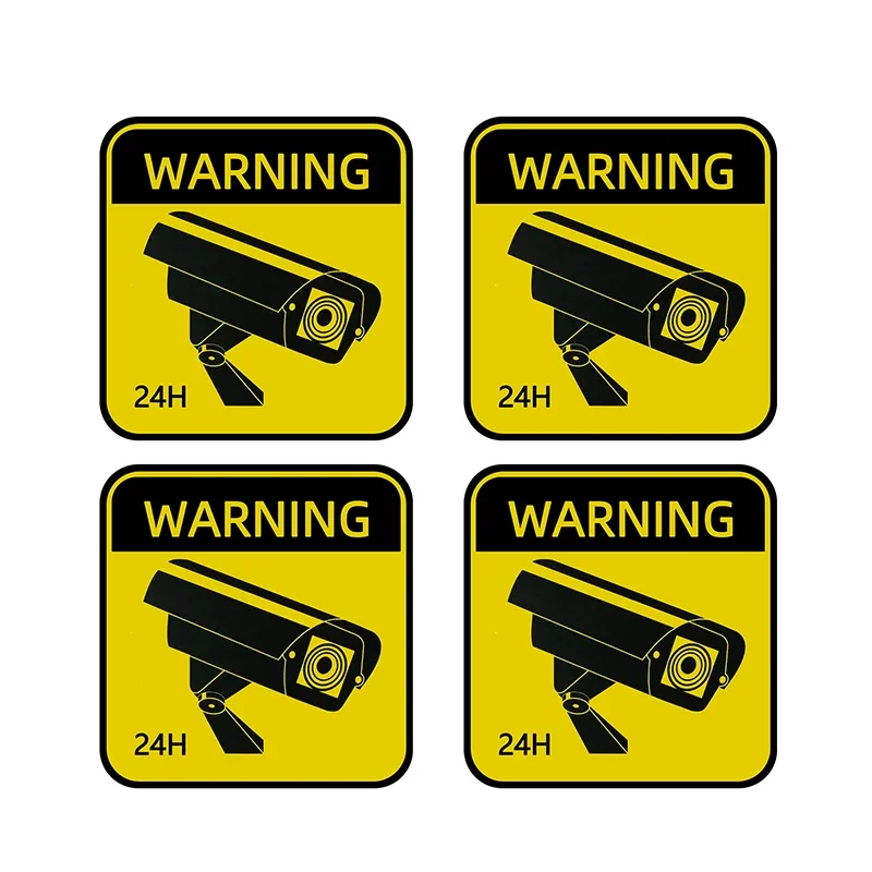 

4 Pcs Personalized Waterproof Car Stickers Material Waterproof Sunscreen Warning Signs Decal Video Surveillance Alarm Stickers