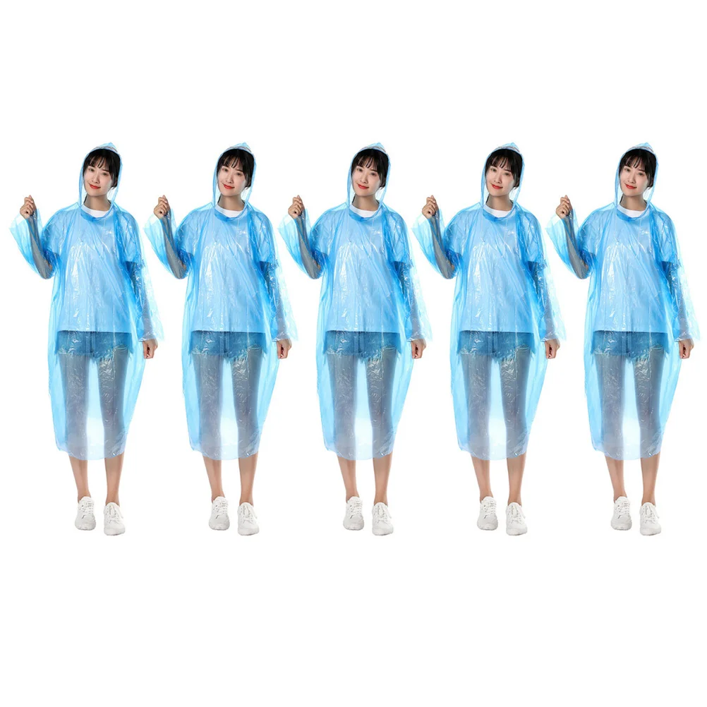 5 قطعة معطف واق من المطر القابل للتصرف 140X90 سنتيمتر الأزرق خفيفة الوزن للتخييم التنزه تسلق الجبال السفر في الهواء الطلق غطاء للمطر بدلة واقية