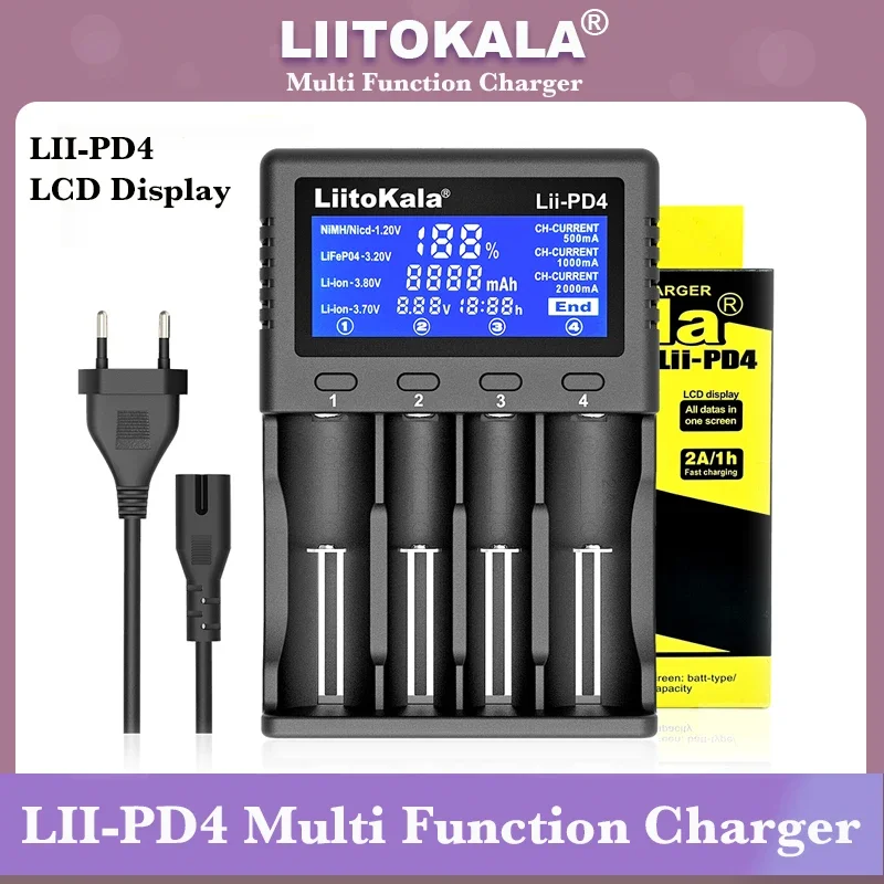 Hot LiitoKala Lii-PD4 Lii-S4 Lii-500S Lii-S6 battery Charger for 18650 26650 21700 AA AAA 3.7V/3.2V/1.2V lithium NiMH batteries