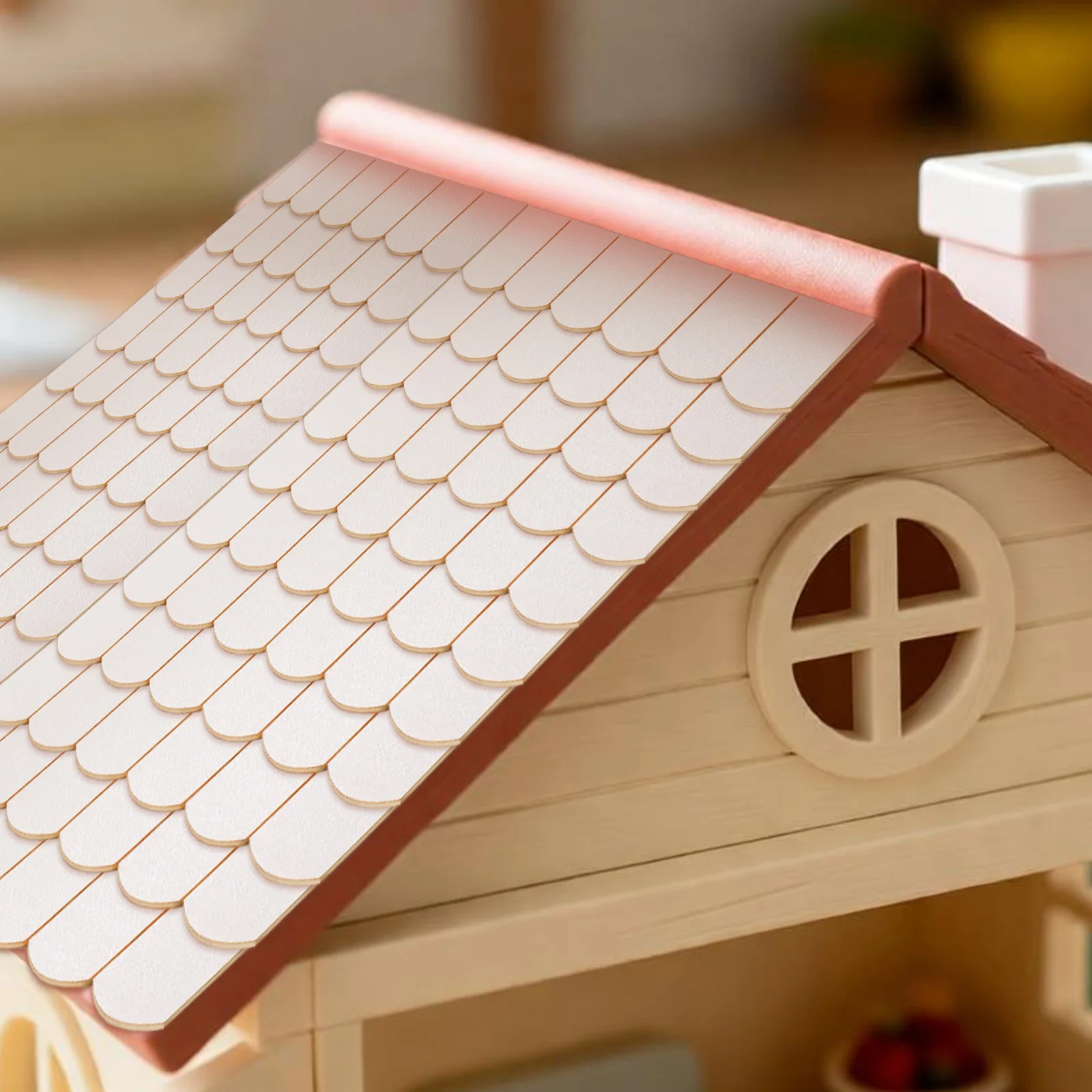 

24Pcs Mini Wooden Roof Tile Dollhouse Supplies Exquisite Miniature Roof Compact Mini House Decor House Supplies