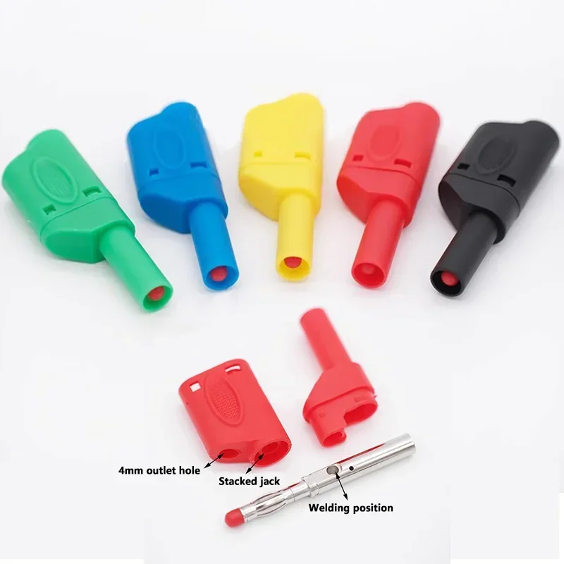 10Pcs/pack Assembled Safety Fully Insulated 4mm Banana Plug Stackable Banana Male Plug High Current Test Connector