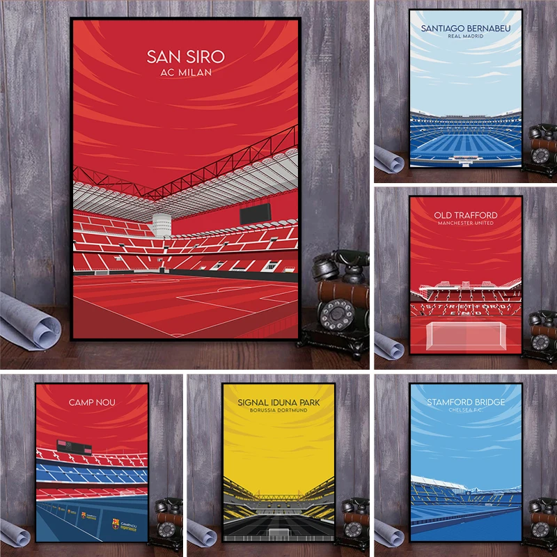 Pintura en lienzo de lugar deportivo, campo de fútbol, arte de pared deportivo de Grillo, póster nórdico e impresión de imagen