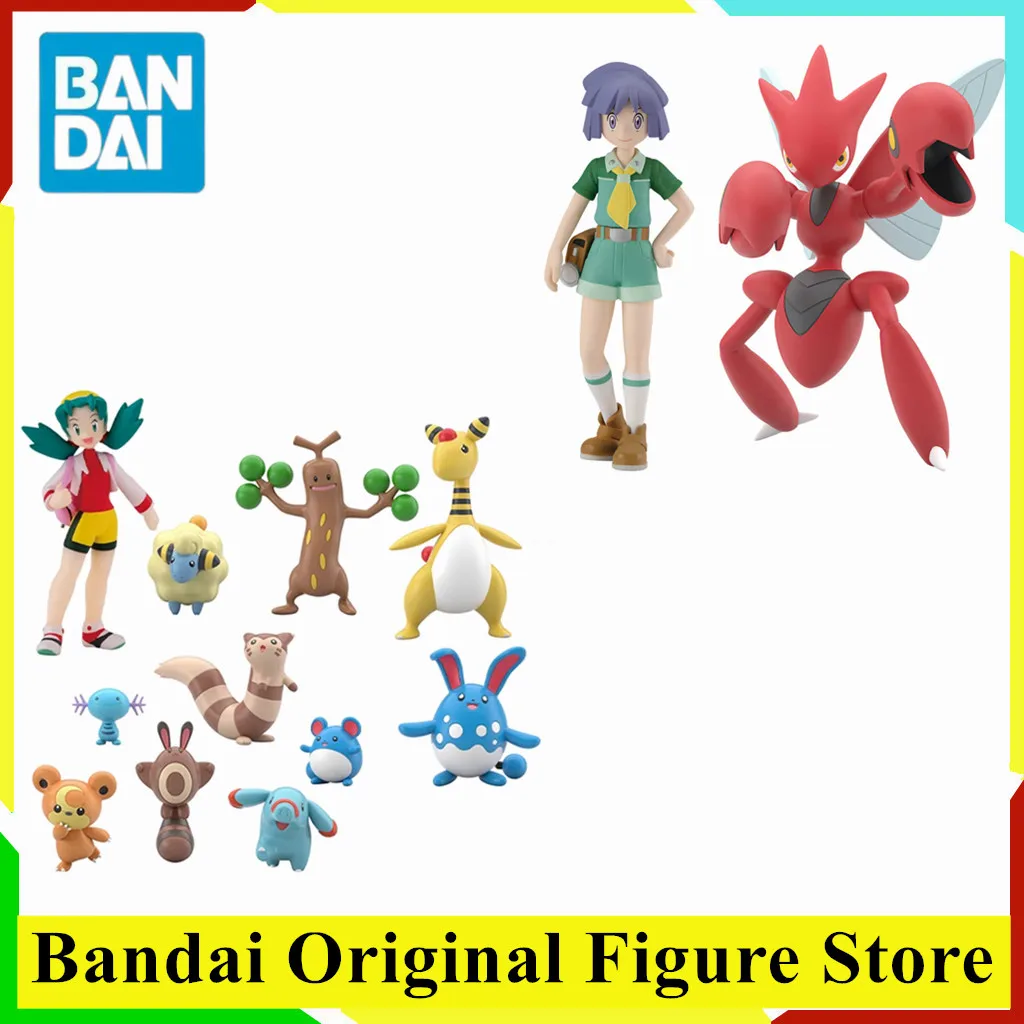 original-bandai-pokemon-echelle-monde-wooper-tsukushi-bugsy-scizor-johto-region-anime-figure-jouets-poche-monstre-q-poupee