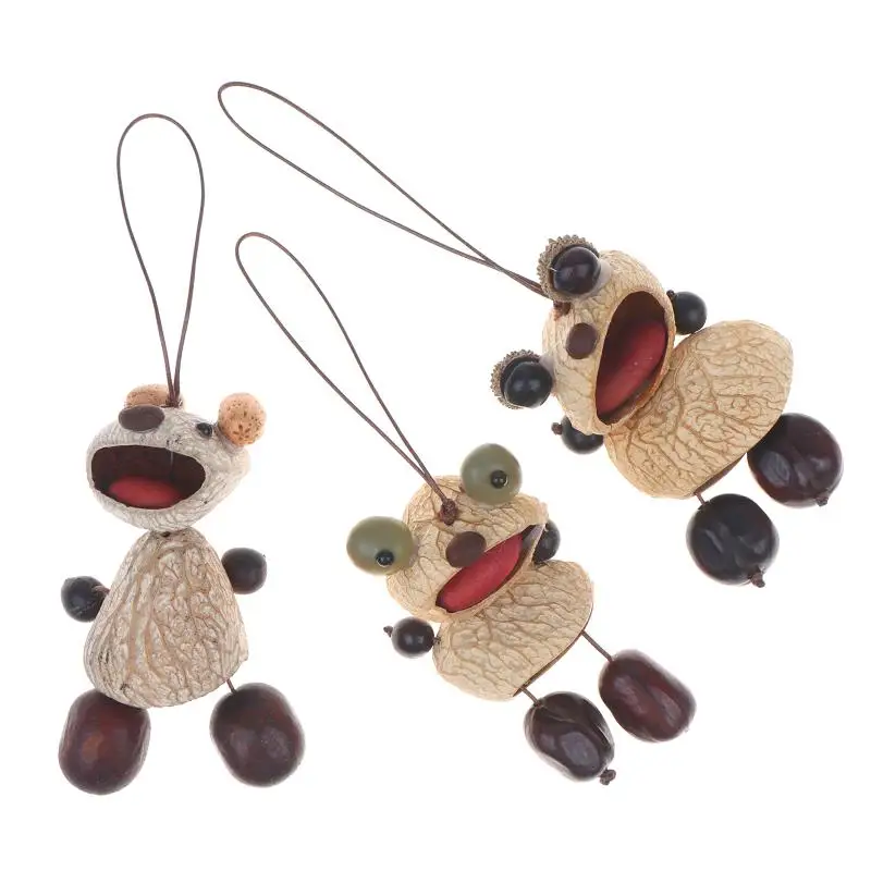 Handcraft Walnut Nut Shell Keychain Cute Funny Tongue Doll Pendant Portable Backpack Ornament for Daily Use