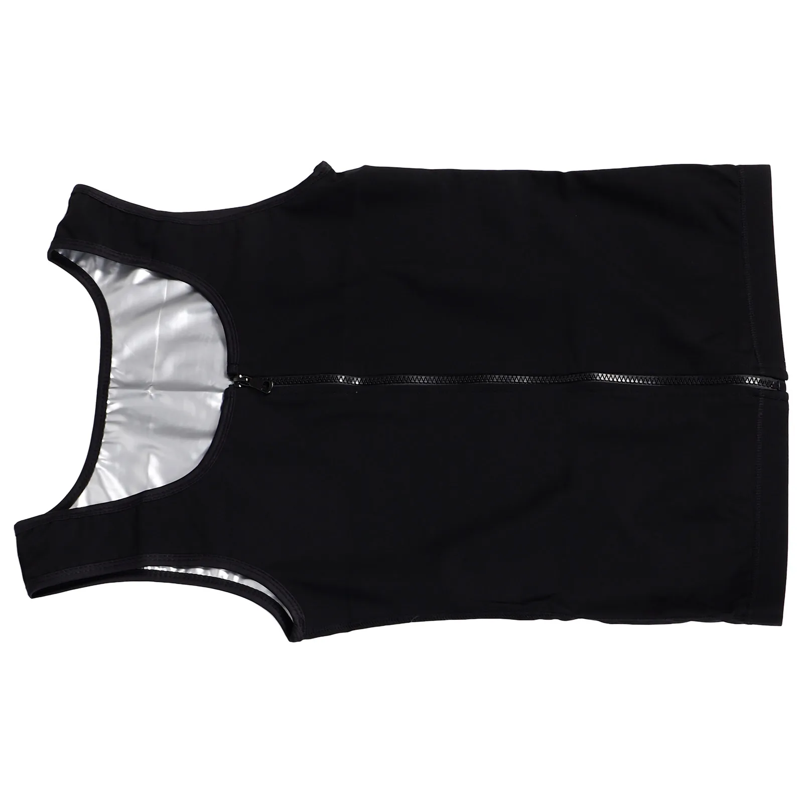 Men Sauna Sweat Vest Zipper Compression Waist Trainer Workout Tank Running Shaping Sweat Enhancing Vest