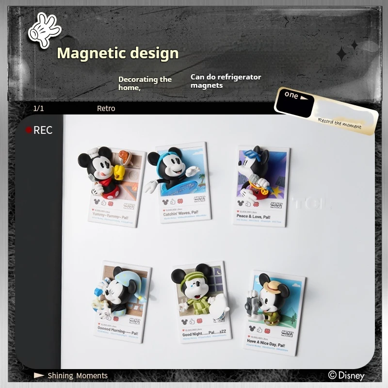 

New Disney Mickey Mouse Fun Life Series Desktop Decorative Toys Pvc Blind Box Refrigerator Stickers For Holiday Birthday Gift
