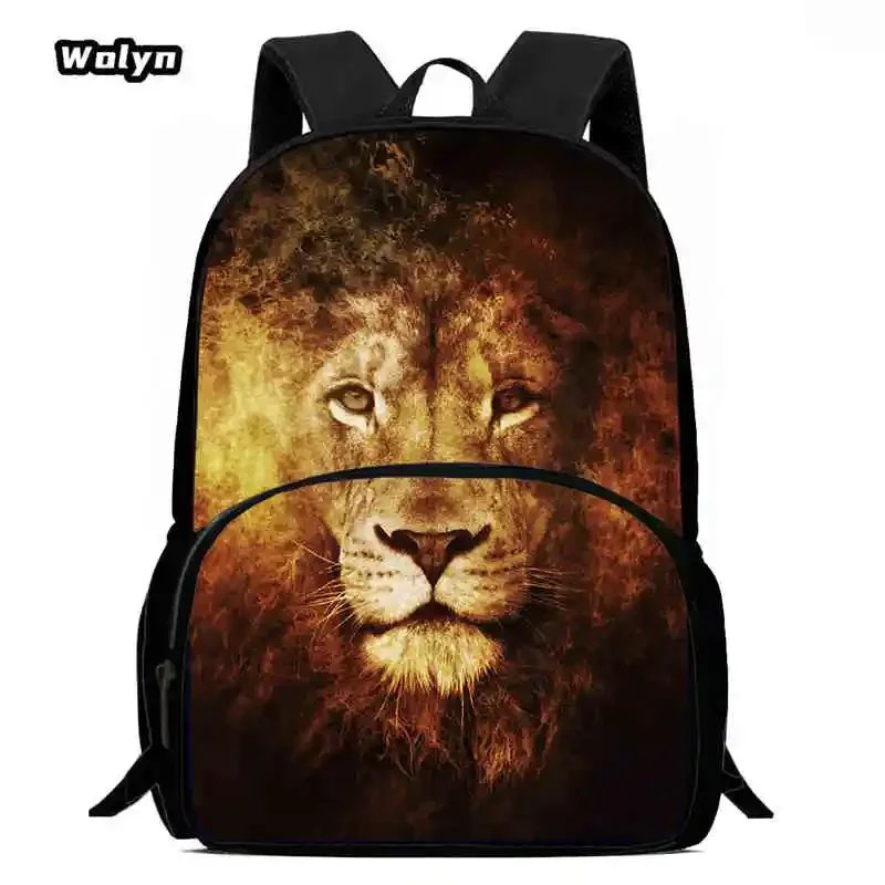 

School Backpack with Front Pocket,Cartoon lion School Bags for Boys Girls,Durable Kids Backpack for Pupil Students